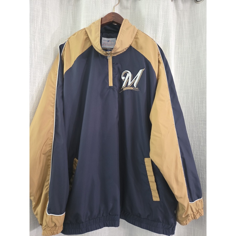 Vintage Milwaukee Brewers Pullover Windbreaker Men's Size XXL Baseball Jacket